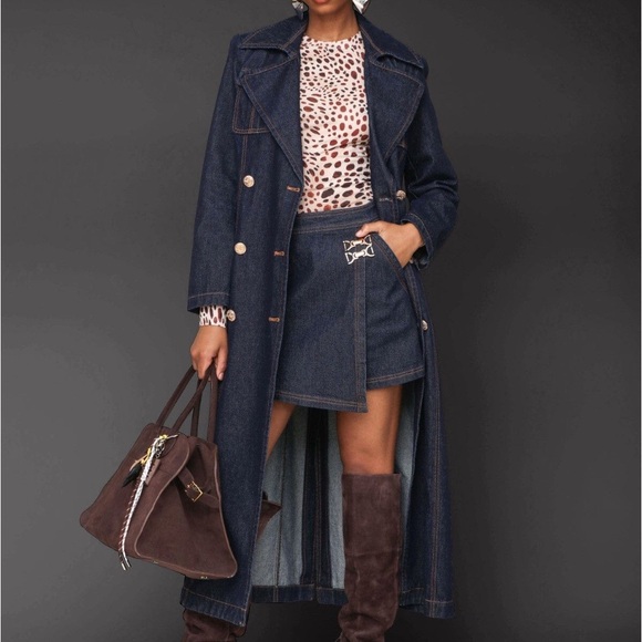 Avec Les Filles Double Breasted Denim Coat Medium - Picture 15 of 15